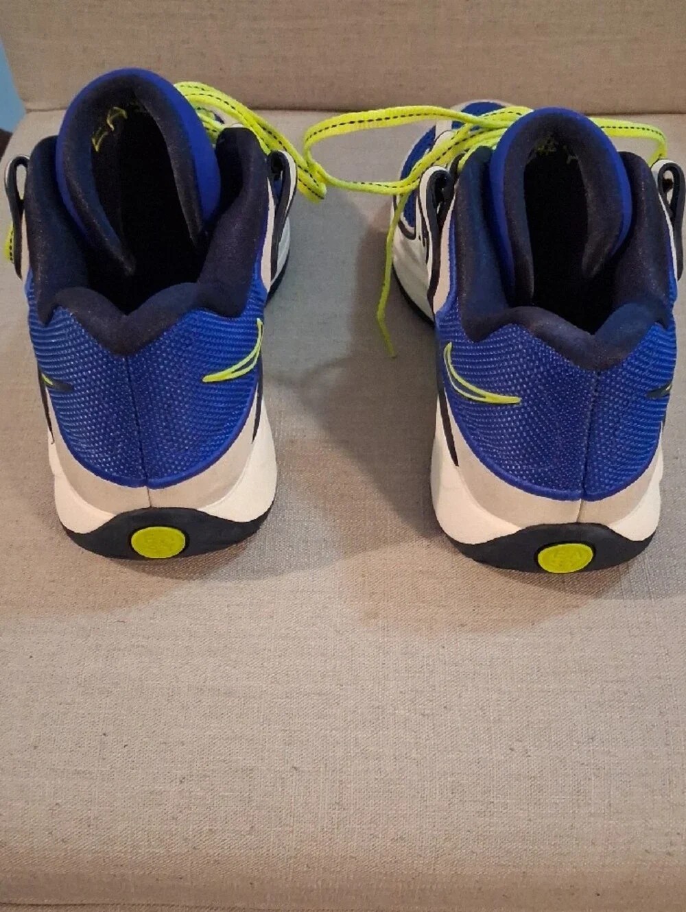 Nike Blue and Volt Low-Top Athletic Sneakers